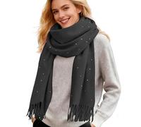 Turmaster Bufanda Para Mujer, De Cachemir Sintético Para Otoño E Invierno, Con Lunares Y Borlas De Colores, Flecos Cortos, 180 X 65 Cm, Negro