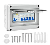 Turmegtt Cuadro Eléctrico IP65 de Superficie, 5 Módulos | Kit con Interruptor Diferencial de 63A y Bornes, Estanco al Agua y al Polvo, Resistente a Impactos y rayos UV