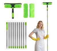 Turmegtt Juego de limpiacristales y plumero de 4,3 m con gran alcance, 2 en 1 extensible con estropajo de microfibra, juego profesional de limpieza de ventanas, para interior y exterior, ventanas