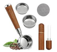 Turmegtt Portafiltro sin fondo de 3 orejas de 51 mm, compatible con Delonghi EC680/EC685, 100% acero inoxidable con 2 cestas de filtro (individual + doble disparo), herramienta WDT, pantalla de disco
