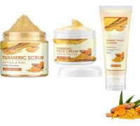 Turmeric Combo Skincare Set 3 In 1,Turmeric Skin Care Set - Facial Cream,Face Cleanser,Scrubs,Improve Skin Tone & Cleanse the Skin (1set)