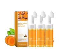 Turmeric Face Wash With Brush, Soothing cleansing foam, Deep Cleansing Glow Wash, Nutre la piel, ayuda a equilibrar el aceite de la piel y el agua, para una tez uniforme y luminosidad, todo tipo de