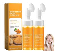 Turmeric Foaming Face Wash, Facial Cleanser with Brush, Brightening Exfoliating Wash, Gentle Foaming Cleanser, Brightening Exfoliating Gel, Oil Control Foaming Cleanser, All Skin Types (2 unidades)