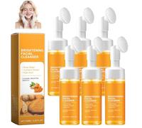 Turmeric Foaming Face Wash, Facial Cleanser with Brush, Brightening Exfoliating Wash, Gentle Foaming Cleanser, Brightening Exfoliating Gel, Oil Control Foaming Cleanser, All Skin Types (5 unidades)