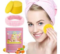 Turmeric Kojic Acid Cleansing Pads, almohadillas de limpieza de ácido cójico de cúrcuma, almohadillas exfoliantes, Kojic Acid Turmeric Night Wrapping Mask para tratar cicatrices de acné y manchas