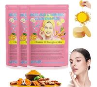 Turmeric Kojic Acid Pads, Turmeric Cleansing Pads, Turmeric Cleansing Pads with Natural Ingredients, Improves Skin Tone, Reduces Fine,DullnessLines, Balance Skin Oil, Enriched Vitamin C (3 Pcs)