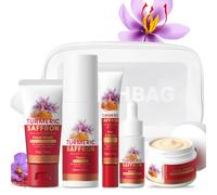 Turmeric Saffron Skincare Set, 5 piezas Set Cuidado Facial Mujer Regalo | Kit Facial Viaje con Limpiador, Tónico, Sérum, Contorno de Ojos y Crema, para Hidratante Reafirmante Glow