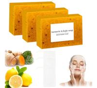 Turmeric Soap Bar, Honey Glow Lemon Turmeric Kojic Acid Soap-Bar, Turmeric and Kojic Soap Bars, Turmeric Soap for Face and Body, Skin Care Soap for All Skin Types (3)