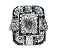 Turn Anillos al aire libre de lujo completo en forma de pera anillo joyería cumpleaños propuesta novia fiesta de compromiso anillo anillos tamaño 50 (azul, 10)