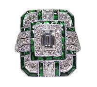 Turn Anillos al aire libre de lujo completo en forma de pera anillo joyería cumpleaños propuesta novia fiesta de compromiso anillo anillos tamaño 50 (verde, 8)