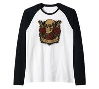 Turn It Loud Gafas de Sol Vintage Rock and Roll Skull Camiseta Manga Raglan