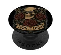 Turn It Loud Gafas de Sol Vintage Rock and Roll Skull PopSockets PopGrip Adhesivo