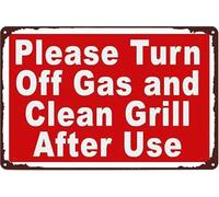 Turn Off Gas and Clean Grill After Use Vintage Tin Plaque for Camping Site RV Grill 8 X 12 in