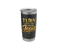Turn Your Eyes Upon Jesus - Christian Faith Evangelism Vaso térmico de acero inoxidable de doble pared