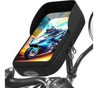 Turnaroundtech Soporte movil Moto retrovisor Scooter Funda Impermeable con Cubierta Antideslumbrante Compatible con Teléfonos de hasta 7.5" valido para Espejo retrovisor de Moto y Scooter