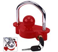 Turnart Antirrobo Remolque Universal Candado Remolque Enganche Remolque Bola Remolque Accesorios Caravana Candado De Seguridad Remolques para Coches Dos Protección Seguridad Antirrobos Llaves (Rojo)