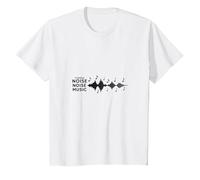 Turning Noise Music: Arte melódico de Ondas sonoras Camiseta, Niños, Blanco, 10 años