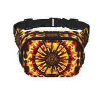 Turning the Flame - Riñonera cuadrada de doble capa, unisex, para correr, viajar, senderismo, fitness, color negro, talla única, Negro, One Size