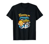 Turno de Noche de Enfermera Corriendo en diseño de oración y café Camiseta