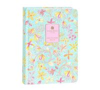 Turnowsky - Agenda diaria de 13 meses mediano, diario de bolsillo con marcapáginas, tapa dura y gráficos de flores, 384 páginas de colores, ideal para la escuela, 11 x 15,3 cm, verde