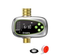 TURNRISE Programador Riego con Entrada y Salida de Latón, Programador de Riego Automatico con Retraso por Lluvia/Riego Manual, Temporizador de Riego a Pilas para Jardín, Césped