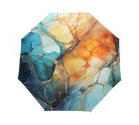 Turquesa Naturaleza Mármol Beige Paraguas Plegable Automático Paraguas de Viaje Mujer Niño Niña Protección UV Resistencia Viento Impermeable