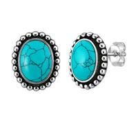 Turquesa piedras preciosas moda tachonar aretes para mujer moderno moda aretes 925 plata esterlina chapado azul color tachonar aretes con Hacer retroceder Clausura Diciembre piedra de nacimiento
