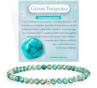 Turquesa Verde - Comunicación - Pulseras de Cuentas para las Mujeres, 4mm Cristal Plata de ley 925 Piedra Natural Elásticas con Piedras Preciosas de para Mujer, Joyería de Chakra Regalos
