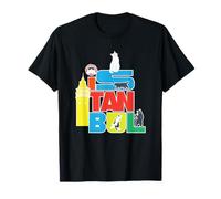 Turquía Estambul Ciudad De Gatos Colorido Letras Torre Galata Camiseta
