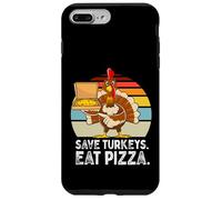 Turquía Gracioso Acción de Gracias Salvar Pavos Comer Pizza Hombres Niños Carcasa para iPhone 7 Plus/8 Plus