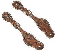 Turquoise Cross 45-0421 Weaver Leather Correas de espolón talladas con Flores para Mujer, Castaño