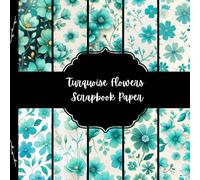 Turquoise Flowers Scrapbook Paper, Blue Green Junk Journal Paper, Floral Decorative Paper, DIY Projects, Origami, Collage Sheets, Decoupage Paper, 10 Designs, Double Sided