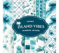 Turquoise Island Vibes Scrapbook Paper Pad 8.5x8.5 | 20 Tropical & Coastal Designs, 80 Double-Sided Pages - Teal Craft Paper for Junk Journaling, Card ... Shells & Wave Patterns in Turquoise
