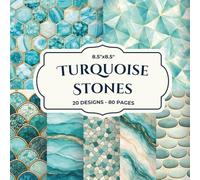 Turquoise Stones Scrapbook Paper Craft Pad: Teal & Gold Scrapbook Paper Pad 8.5x8.5: 20 Watercolor Gemstone Designs Double-Sided Craft Paper for Junk Journaling Card Making Decoupage