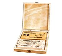 Turrones Fabián Caja Estuche de Pino con Tapa (vacía) - Barnizado y con Visagras Doradas - 20,5cm x 20,5cm x 4cm