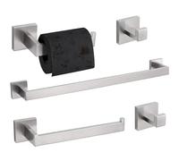 TURS - Juego de 5 piezas de accesorios de baño de níquel cepillado, juego de toalleros de baño, soporte para toallas de mano, 2 ganchos para toallas, acero inoxidable SUS 304, Q7BR-P5