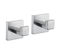 TURS Toalla/Bata Gancho Ropa Gancho Para Baño Cocina Garaje SUS 304 acero inoxidable Montaje en pared, 2 Pack Cepillado, Q7001BR-P2
