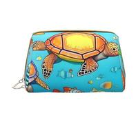 Turtle and Fish - Bolsa de cosméticos portátil, bolsa de cosméticos de viaje, unisex, cierre de cremallera, adecuada para uso diario, White, Talla única