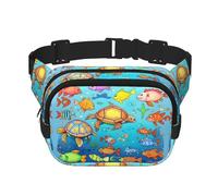 Turtle and Fish Fitness - Bolsa de hombro de viaje moderna e informal, riñonera cuadrada de doble capa, color negro, talla única, Negro, One Size