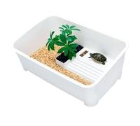 Turtle Aquarium Kit, 31.5x21x12.5cm, Deepened Turtle Habitat, Multi Functional Basking Platforms, Perfect for Aquatic Turtles, Reptiles, Crabs, Ideal for Small Pets, White/Blue
