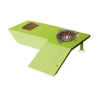Turtle Basking Area - Terraza ligera de 200 g, cuenco de alimentación de alimentos integrado, cubierta de descanso semántica profunda, elegante textura impermeable fácil de limpiar, decoración para