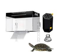 Turtle Basking Dock, Pet Turtle Tank with Lid, Reptile Resting Land, Aquatic Terrapin Enclosure, Ideal for Observation in Restaurants, Balconies & Indoor Tanks