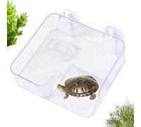 Turtle Basking Ramp - Acrylic 18.5x17x5.5cm | Suction Cup Clear Terrace | Adjustable Height Ramp For Aquarium Habitat Enclosure Aquatic Terrarium Pet Care and Daily Reptile Use