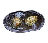 Turtle Bathing Pool, Large Tortoise Water Dish, 15,35 x 10,63 x 1,97 pulgadas Round Hole Climbing Toy with Drenaje Pipe, Reptil Hábitat Accessory for Tortoise Aquarium and Terrarium