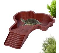 Turtle Bathing Pool, Turtle Soaking Tub with Ladder, ABS Turtle Pool, Landscape Fish Tank Decoration for Gecko, Turtle, Bearded Dragon, 13.78x11.22x1.69 Inches
