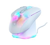 Turtle Beach Kone XP Air - Mouse de Juego RGB ergonómico inalámbrico Personalizable, Sensor óptico de 19,000 PPP, batería de 100 Horas de duración y Base de Carga - Blanco