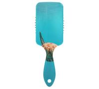 Turtle Deep Sea Blue - Cepillo masajeador con cojín de aire, cepillo desenredante de cabello, cepillo para el cabello saludable, peine fácil de limpiar