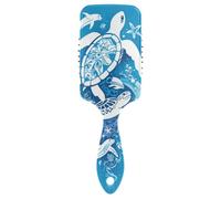 Turtle Dolphin Blue - Cepillo de pelo liso para cabello fino. Masaje del cuero cabelludo diseñado para la pérdida del cabello con mango ergonómico cepillos para cabello