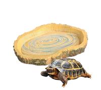 Turtle Feeding Dishes - Simulation Reptile Food Basin, Realistic Natural Landscape Meal Bowl, Textured Rock Aesthetic Foraging Station, Stable Non Tipping Feeding Reservoir, Herpetology Hardware Kit