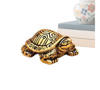 Turtle Figurine, 0.43 Inches Vintage Brass Tortoise Miniature for Collectors, Rustic Good Luck Sculpture with Detailed Design, Home Decoration Accessory for Desk Bedroom Shelf Table Bookshelf